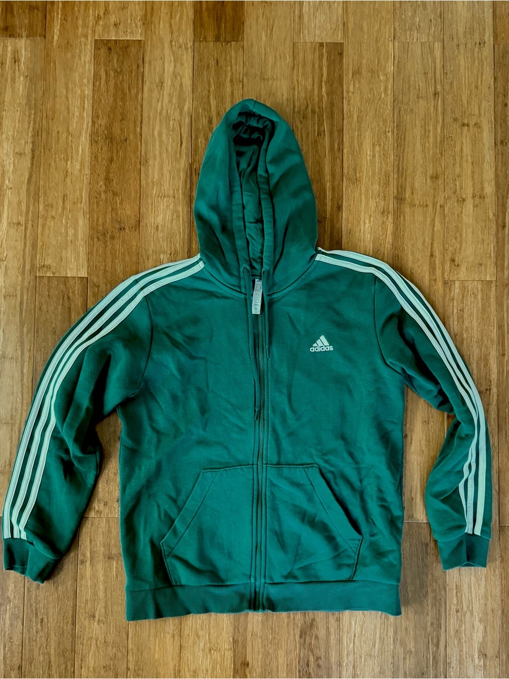 adidas Teal Hooded Full-Zip Jacket with White Three Stripes